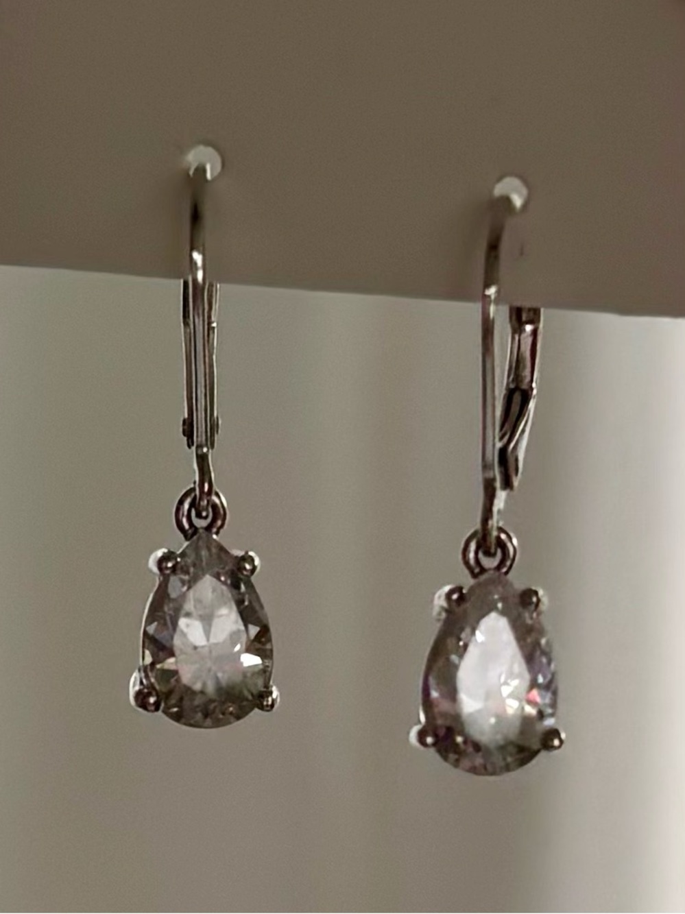 Diamonique Pear Cut Sterling Silver Earrings